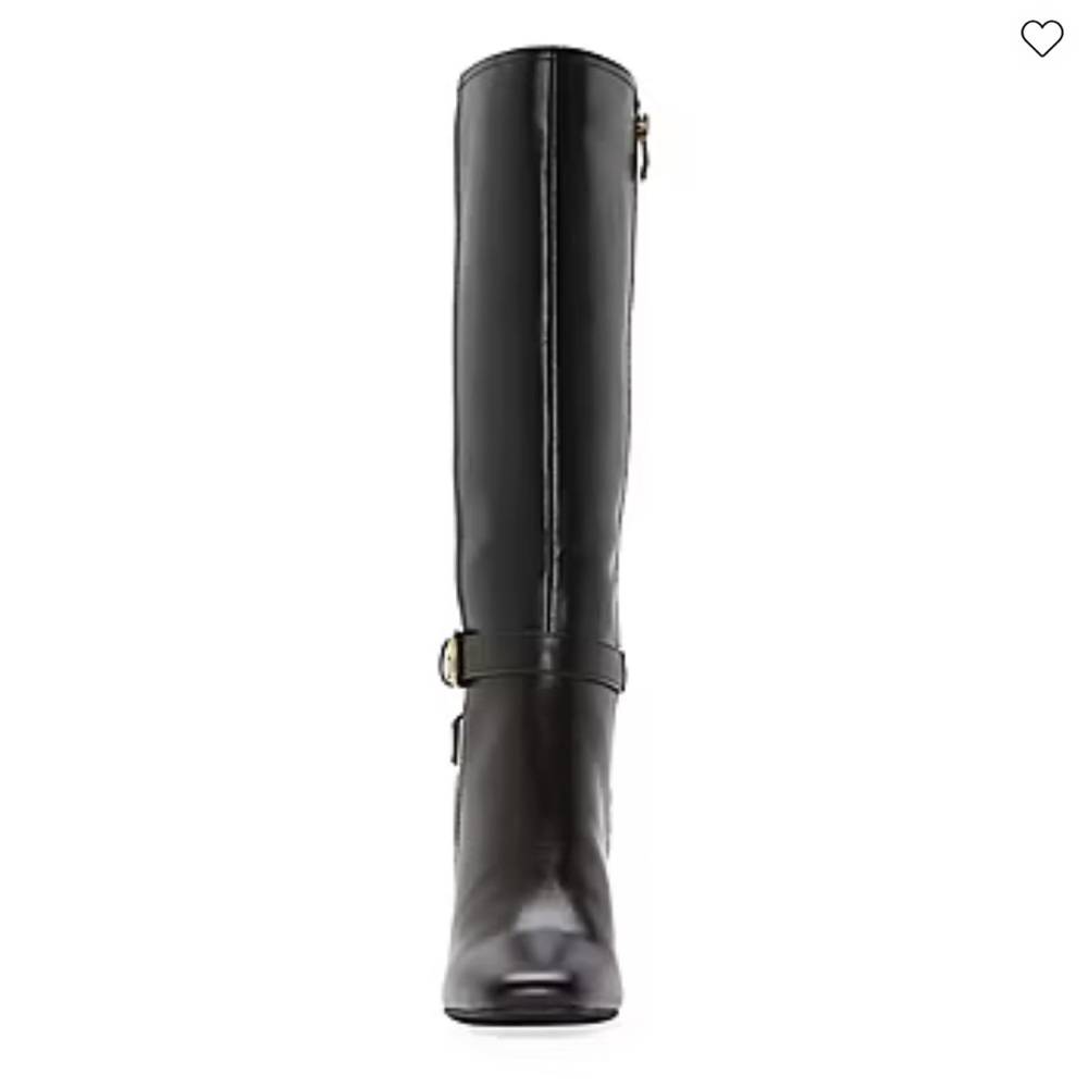 Liz Claiborne Hemlock  Riding Boot Black US 11  M Leather Tall Zip Heel New $115